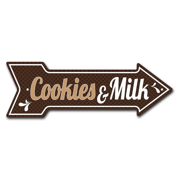 Cookies And Milk Arrow Sign Funny Home Decor 30in Wide